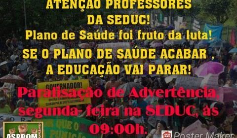 Professores pretendem parar atividades na segunda-feira