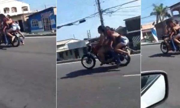 Motociclista e garupa são flagrados transportando homem morto em moto; veja