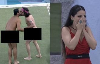 Gilberto e Fiuk se beijam e pulam na piscina ‘como vieram ao mundo