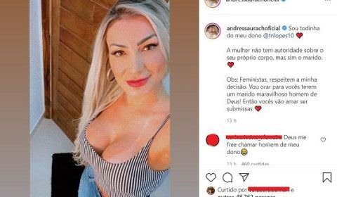 Polêmica: Andressa Urach diz que quem manda no corpo da mulher é o marido