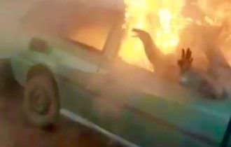 Veja momentos de desespero de mulher sendo queimada viva em acidente; vídeo