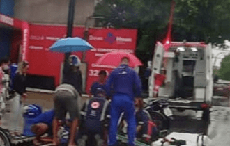 Grave acidente durante forte chuva deixa três motociclistas feridos no Dom Pedro; veja vídeo