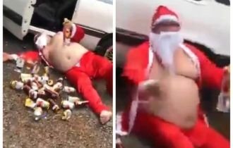Papai Noel de ressaca viraliza na internet neste sábado de Natal; veja
