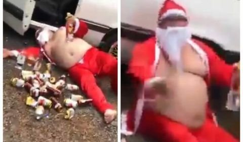 Papai Noel de ressaca viraliza na internet neste sábado de Natal; veja