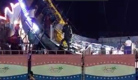 Veja o momento que Bombeiros resgatam pessoas de brinquedo em parque de Manaus