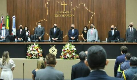 Presidente e ouvidor do TCE-AM participam do pronunciamento do Governador Wilson Lima na Aleam