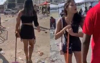 Blindadas que disputaram macho no ‘mano a mano’ são obrigadas a limpar todo o lixo da festa; veja vídeo