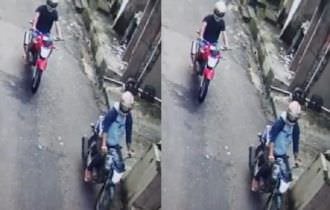 Câmeras de segurança flagram motoqueiros fazendo arrastão em Manaus