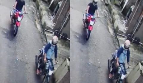 Câmeras de segurança flagram motoqueiros fazendo arrastão em Manaus