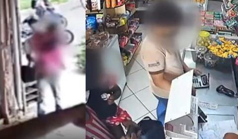 Criminoso usa escudo humano para assaltar padaria, veja vídeo