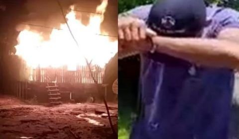 Homem é preso após atear fogo em casa com a esposa dentro
