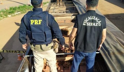 Sefaz-AM apreende carga ilegal de madeira no valor de R$ 500 mil durante fiscalização