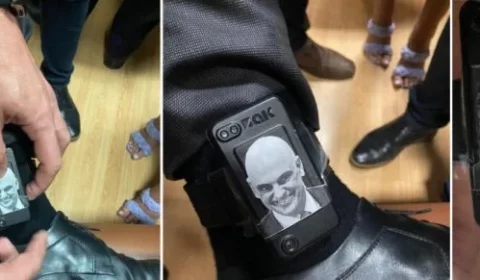 Daniel Silveira coloca foto de Alexandre de Moraes em tornozeleira eletrônica