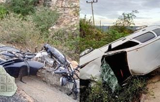 Idoso morre e outra pessoa fica gravemente ferida após colisão entre carro e moto