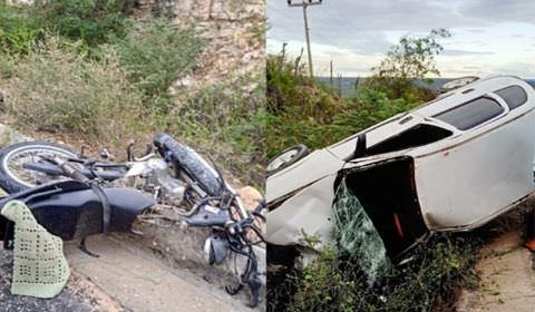 Idoso morre e outra pessoa fica gravemente ferida após colisão entre carro e moto