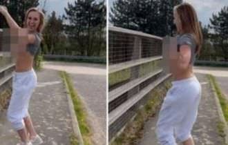 Motoristas pedem que modelo que mostrou os seios em viaduto sobre rodovia seja investigada: 'Distração'