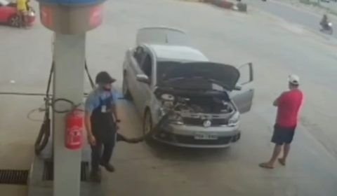 Vídeo flagra explosão de cilindro de gás enquanto carro é abastecido