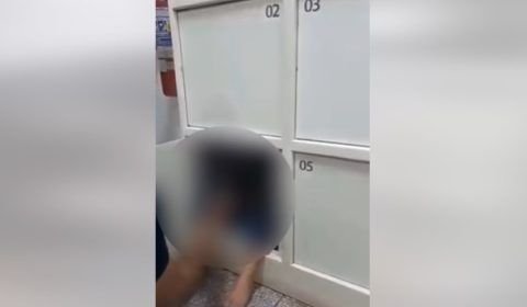 Vídeo: Guarda Municipal resgata menino trancado em guarda-volumes de banco