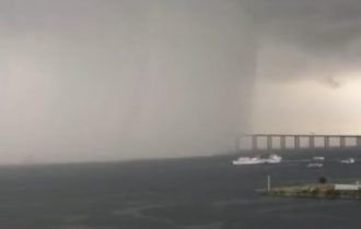 Vídeo: Tempestade ‘engole’ Ponte Rio-Niterói e causa estragos