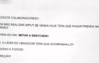 Funcionários são indenizados em R$ 150 mil por não baterem meta e serem obrigados a dançar Gretchen