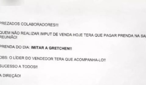 Funcionários são indenizados em R$ 150 mil por não baterem meta e serem obrigados a dançar Gretchen