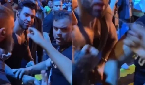 Gusttavo Lima tem colar furtado durante show em São Luís. Veja vídeo