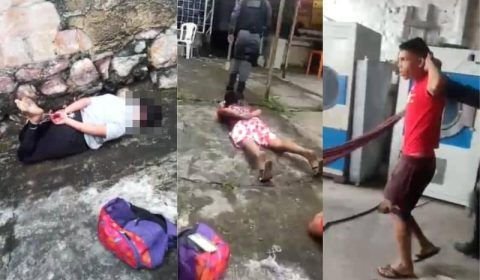 Vídeo: Mulher é amarrada e torturada por quebrar tv de bar em Manaus