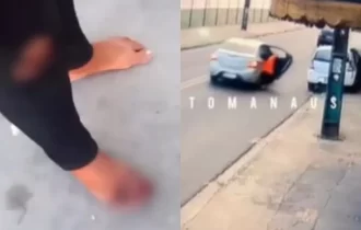 VÍDEO: Mulher é arrastada por carro durante corrida por aplicativo em Manaus