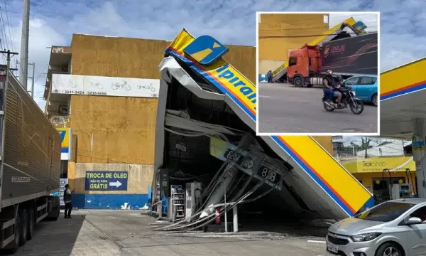 Vídeo: Caminhão desgovernado destrói posto de gasolina