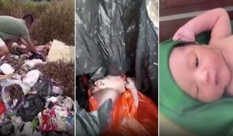 Bebê recém-nascido é encontrado se mexendo dentro de sacola de lixo na Indonésia; veja vídeo