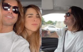 Wanessa e Dado Dolabella posam coladinhos durante viagem de carro