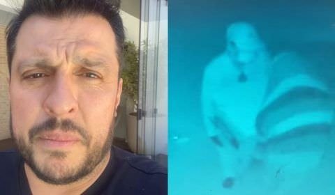Ceará mostra vídeo de assaltantes invadindo a casa onde ele mora com Mirella Santos