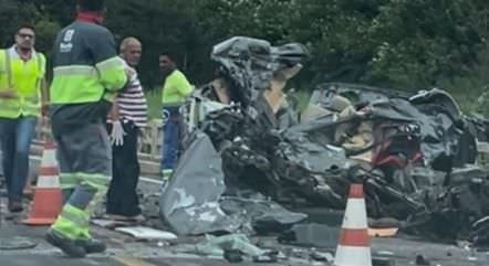 Vídeo mostra madrasta e enteado mortos desviando de motorista que fazia ultrapassagem proibida