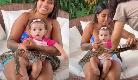 MC Loma rebate críticas por deixar filha brincar com cobra