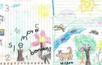 Desenhos das crianças colombianas resgatadas lembram o cachorro Wilson, ainda desaparecido