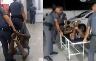 Novos vídeos mostram policiais abordando e amarrando com cordas suspeito de furto