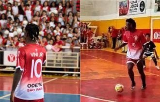 Vini Jr. bate bola em colégio onde estudou em São Gonçalo; aluna viraliza por ter faltado