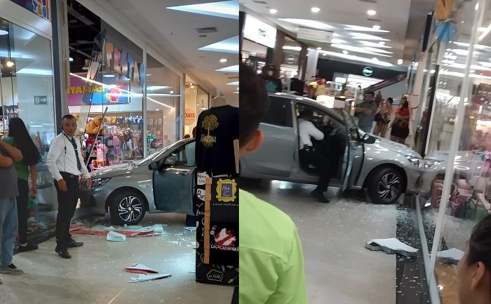 mulher-invade-loja-com-carro-que-estava-exposto-em-shopping-de-manaus